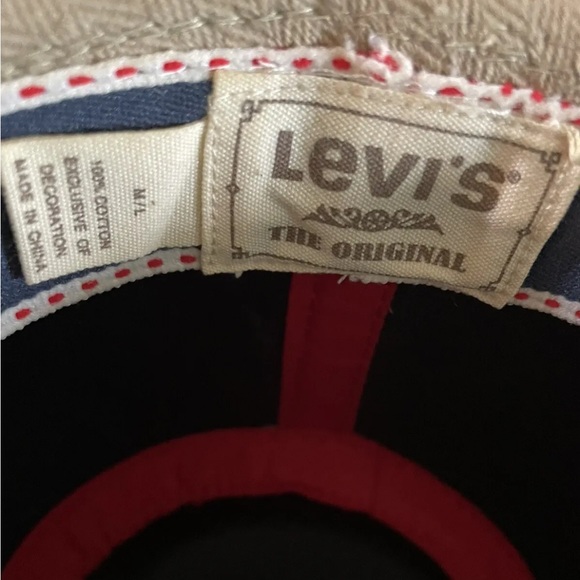 Levi’s Trilby Fedora Hat Beige Tan M/L Cotton Logo Button - Picture 8 of 10